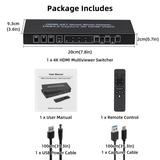 4K HDTV Multiviewer Switch 4x1 with Capture Card - Black
