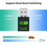 2 In 1 AC600Mbs USB Wifi Bluetooth Wireless Adapter for PC