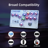 12 Button Leverless Arcade Controller for PC/Switch/PS4/PS3-Transparent Gray