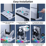 DOBE Multifunctional RGB Cooling Stand with Headphone Hook for PS5/PS5 Slim Cons
