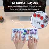 12 Button Leverless Arcade Controller for PC/Switch/PS4/PS3-Transparent Gray