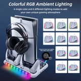 DOBE Multifunctional RGB Cooling Stand with Headphone Hook for PS5/PS5 Slim Cons
