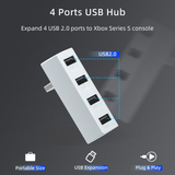 4 Ports USB Hub 2.0 for Xbox Series S-White