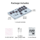 12 Button Leverless Arcade Controller for PC/Switch/PS4/PS3-Transparent Gray