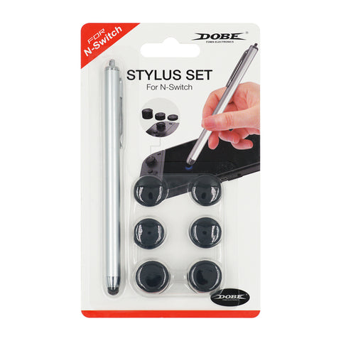 Dobe Stylus Pen with Enhanced Thumbstick Caps for the Nintendo Switch