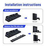 Dobe Vertical Charing Stand with Cooling Fans and USB Hub for the PS4/Slim/Pro