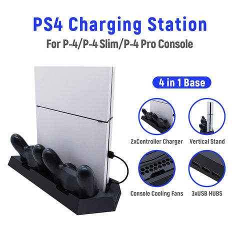 Dobe Vertical Charing Stand with Cooling Fans and USB Hub for the PS4/Slim/Pro