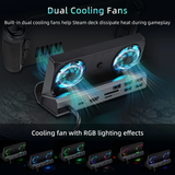 10 in 1 Docking Station with Dual Cooling Fan for Steam Deck-Gray