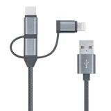 3 in 1 USB Charging and Data Transfer Cable for Mobile Phones
