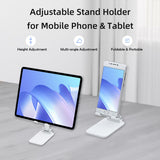 White Foldable Stand/Holder with Adjustable Height for Phones/Tablet/Readers