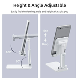 White Foldable Stand/Holder with Adjustable Height for Phones/Tablet/Readers