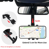 360° Rotatable & Retractable Car Rearview Mirror Phone Holder for Mobile Phone