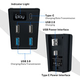 Black 5 Port USB Hub for the Playstation 5 Consoles