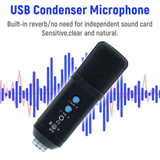 USB Condenser Microphone with Tripod Stand for PC