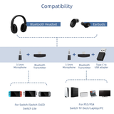 Wireless BT Headset Adapter for PS5/PS4/Nintendo Switch/Switch OLED/PC